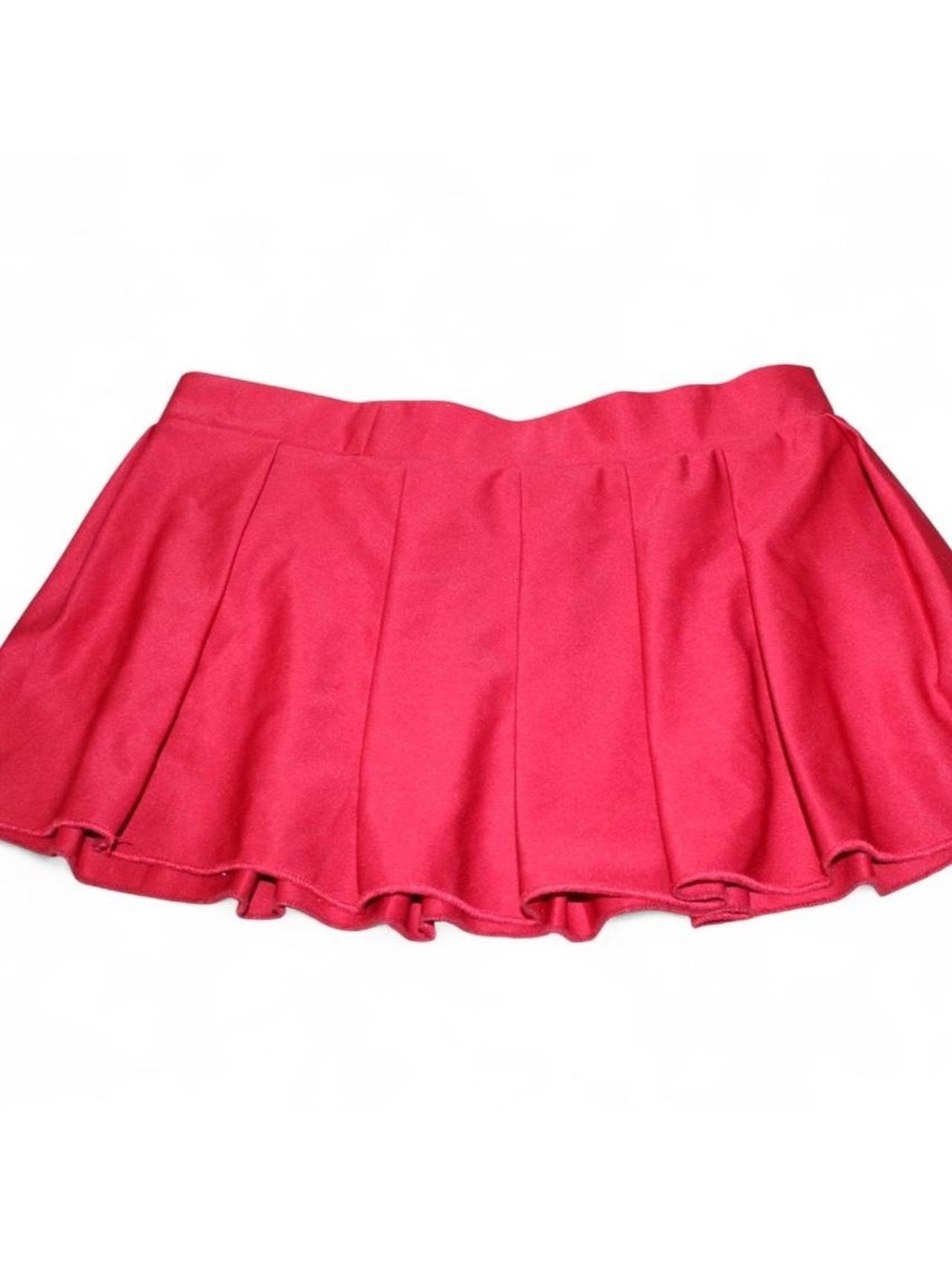 Red pleated mini skirt